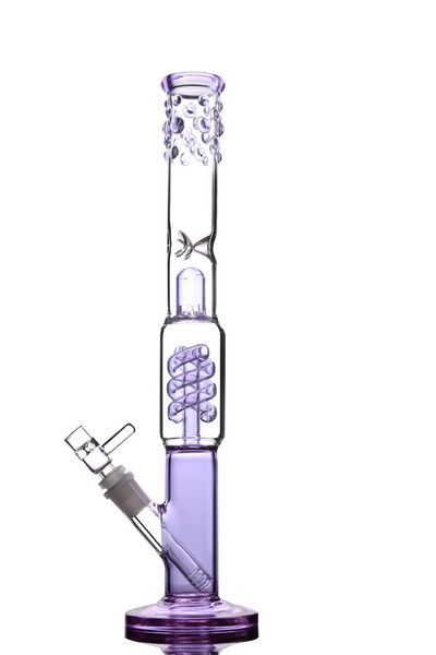 

Purple Twist Bong with diffused downstem and 14mm bowl straight pipe glass bong Straight tube smoking Pipe oil dab rigs