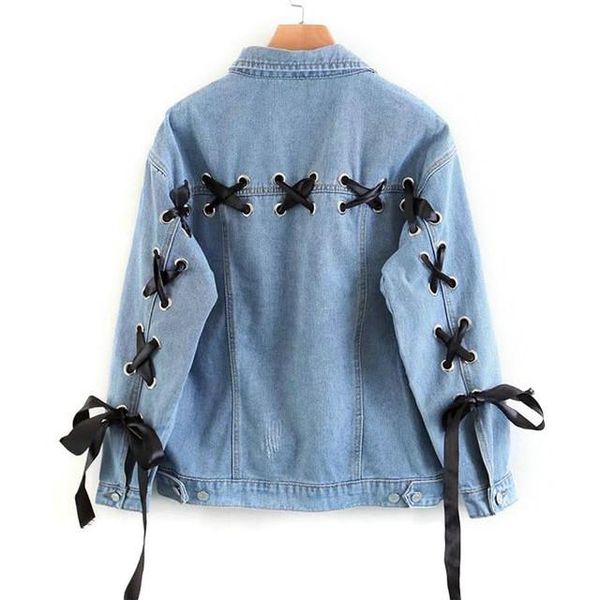 spring blue lace up lattice female back classic denim jacket new autumn single breasted casual women oversized coat outerwear slim, Black;brown
spring blue lace up lattice female back classic denim jacket new autumn single breasted casual women oversized coat outerwear slim, Black;brown