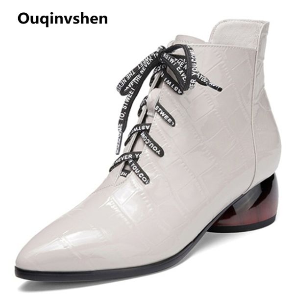 black lace up boots pointed toe fashion casual office winter women ankle boots white short plush high heels patent leather
black lace up boots pointed toe fashion casual office winter women ankle boots white short plush high heels patent leather