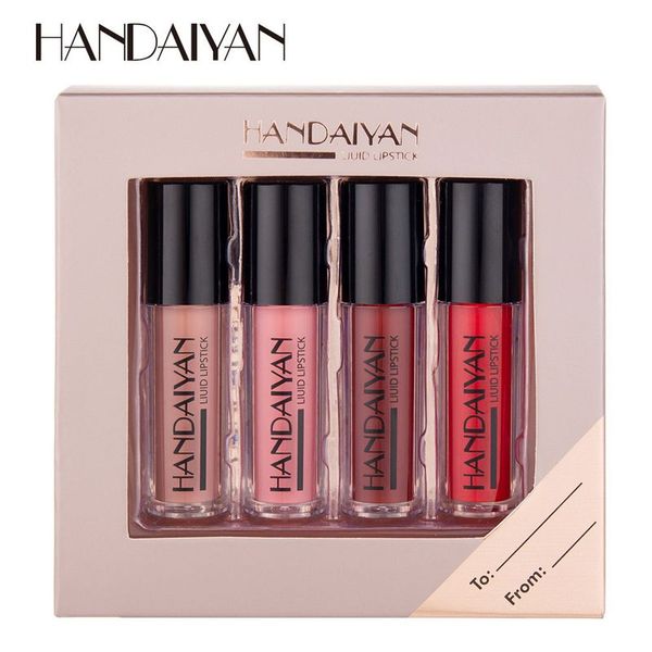 handaiyan 4 colors/box waterproof matte liquid lipstick kit makeup set matt lipstick lips cosmetics tint lip gloss 144 sets/lot dhl
handaiyan 4 colors/box waterproof matte liquid lipstick kit makeup set matt lipstick lips cosmetics tint lip gloss 144 sets/lot dhl