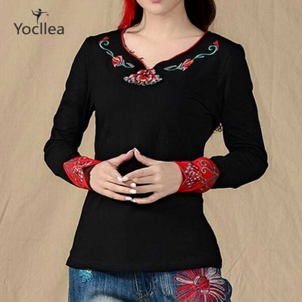 women's t-shirt plus size -5xl t shirt women cotton embroidery t-shirts female v-neck casual chinese girl long sleeve tees, White
women's t-shirt plus size -5xl t shirt women cotton embroidery t-shirts female v-neck casual chinese girl long sleeve tees, White