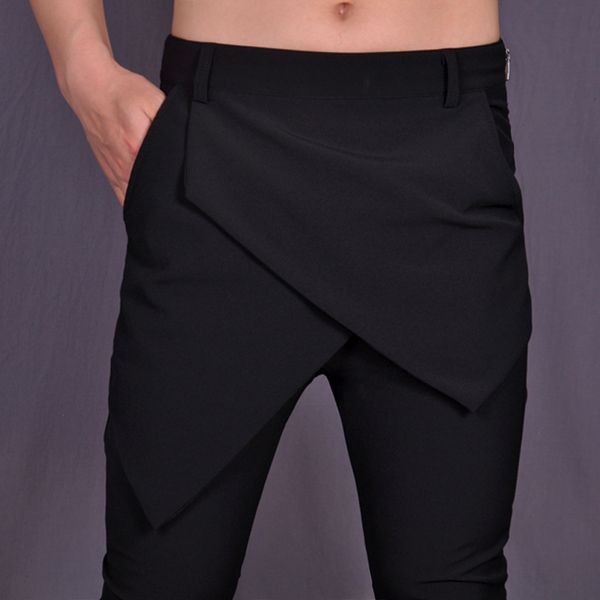 2018 new men's clothing hair stylist fashion asymmetrical fake two pieces culottes harem pants plus size singer costumes 27-44, Black
2018 new men's clothing hair stylist fashion asymmetrical fake two pieces culottes harem pants plus size singer costumes 27-44, Black