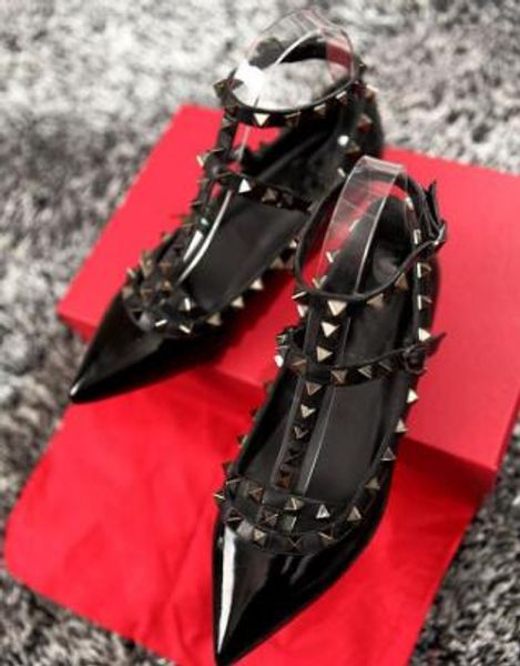 brand women pumps pointed toe flat fashion women shoes rivets genuine leather ankle strap sandals shoes 35-42, Black
brand women pumps pointed toe flat fashion women shoes rivets genuine leather ankle strap sandals shoes 35-42, Black