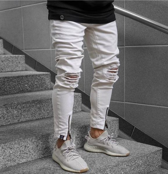 mens white ripped jeans fashion zipper pencil pants casual skinny mid waist jeans mens clothing, Blue
mens white ripped jeans fashion zipper pencil pants casual skinny mid waist jeans mens clothing, Blue