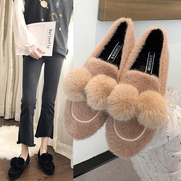 woman fashion round toe warm flats 2019 winter hair ball ornament loafers women casual shoes footwear, Black
woman fashion round toe warm flats 2019 winter hair ball ornament loafers women casual shoes footwear, Black