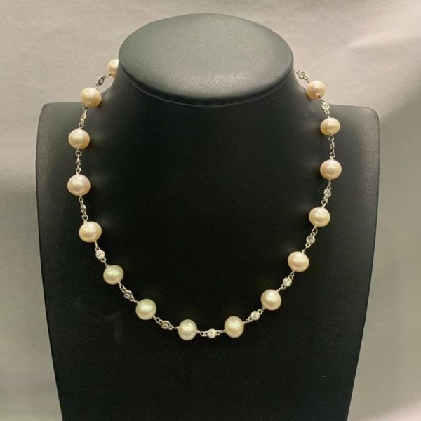 classic natural fresh water pearl necklace 925 sterling silver with cubic zircon flowing pearl necklace fashion women jewelry, Golden;silver
classic natural fresh water pearl necklace 925 sterling silver with cubic zircon flowing pearl necklace fashion women jewelry, Golden;silver
