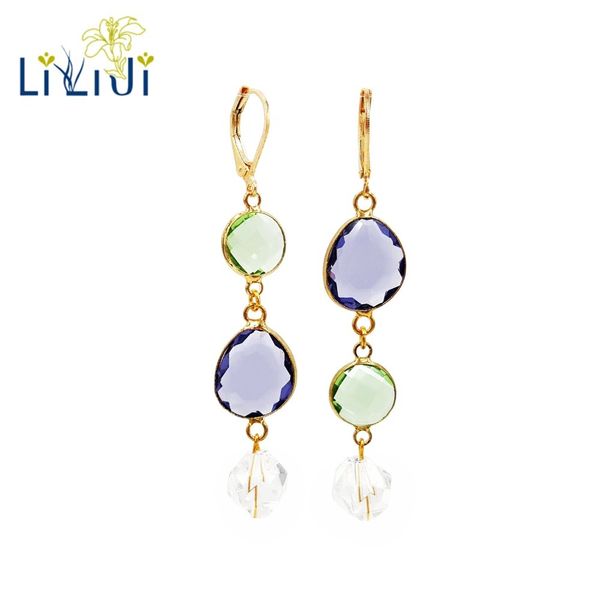lii ji unique crystal quartzs 925 sterling silver gold color long dangle earrings, Golden
lii ji unique crystal quartzs 925 sterling silver gold color long dangle earrings, Golden