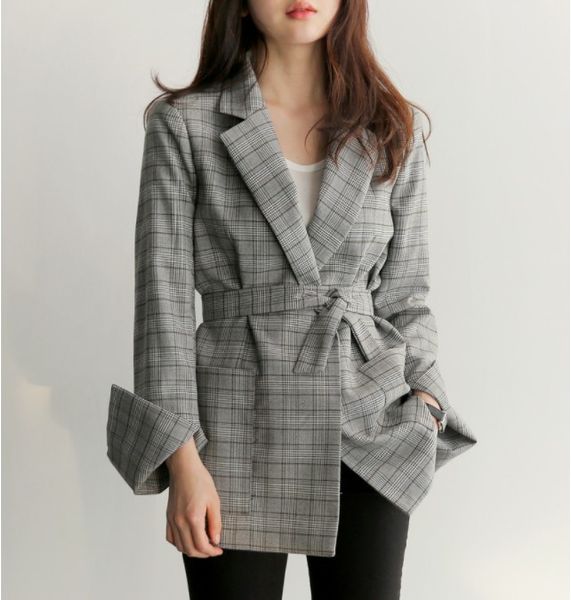 new fashion bow sashes split sleeve jackets spring autumn office lady women gray plaid elegant work blazers, White;black
new fashion bow sashes split sleeve jackets spring autumn office lady women gray plaid elegant work blazers, White;black