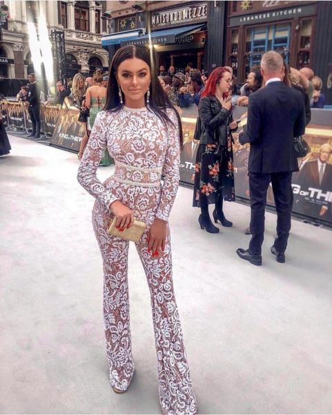 2019 autumn new white long sleeved round neck lace high waist fashion stretch slim thin embroidered bandages one piece trumpet, Black;white
2019 autumn new white long sleeved round neck lace high waist fashion stretch slim thin embroidered bandages one piece trumpet, Black;white