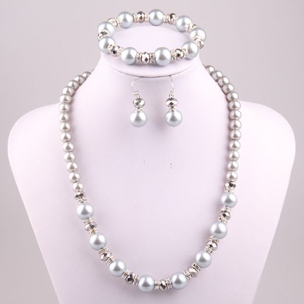 12mm grey pearl and 8mm silver crystal glass beads roundle necklace bracelet earring jewelry set
12mm grey pearl and 8mm silver crystal glass beads roundle necklace bracelet earring jewelry set