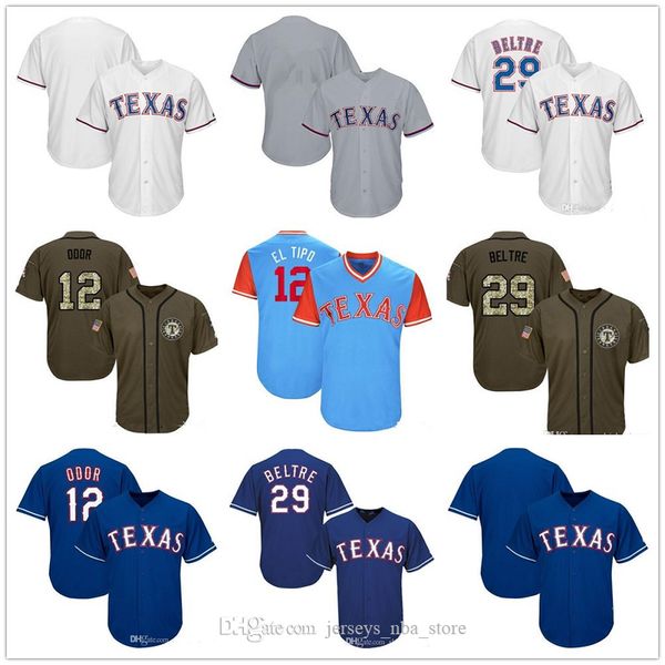 20 men women youth jerseys 12odor 29beltre baseball jersey white gray grey red blue green salute to service players weekend all-star, Blue;black