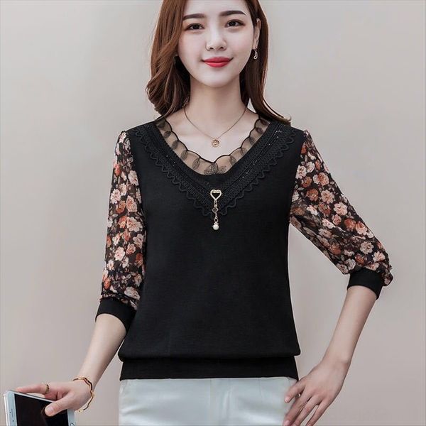 mom's large size t-shirt women's 2020 lace diamond lace v-neck ice silk knitted stitching chiffon sleeve top, White
mom's large size t-shirt women's 2020 lace diamond lace v-neck ice silk knitted stitching chiffon sleeve top, White