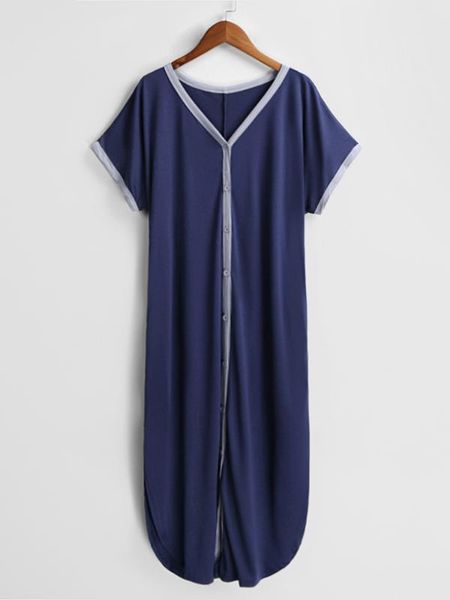 women button nightdress v neck short sleeves pockets slit side soft comfortable loose sleepshirts pajama nightwear loungewear, Black;gray
women button nightdress v neck short sleeves pockets slit side soft comfortable loose sleepshirts pajama nightwear loungewear, Black;gray