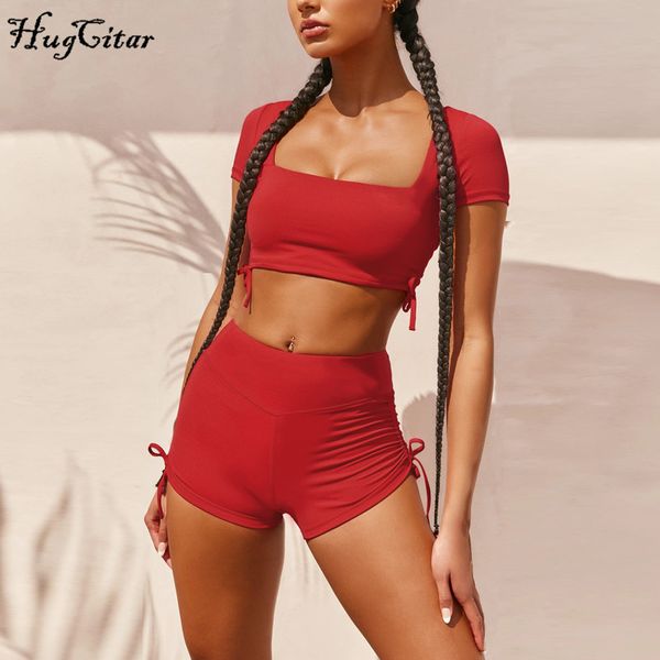 hugcitar 2020 short sleeve bandage crop biker shorts 2 pieces set summer women fashion streetwear outfits tracksuit, White
hugcitar 2020 short sleeve bandage crop biker shorts 2 pieces set summer women fashion streetwear outfits tracksuit, White