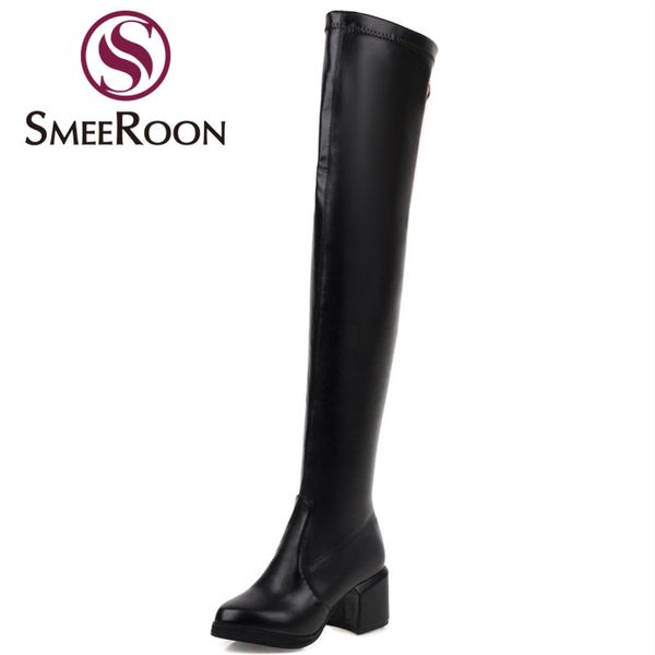 smeeroon plus size 34-48 new women boots solid color pu leather stretch over the knee high boots ladies long, Black
smeeroon plus size 34-48 new women boots solid color pu leather stretch over the knee high boots ladies long, Black