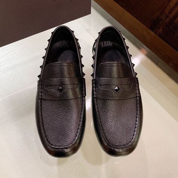 luxury designer fashion men shoes real leather flat formal shoes rivet peas casual shoes comfortable and breathable sneakers of size 38-45, Black
luxury designer fashion men shoes real leather flat formal shoes rivet peas casual shoes comfortable and breathable sneakers of size 38-45, Black