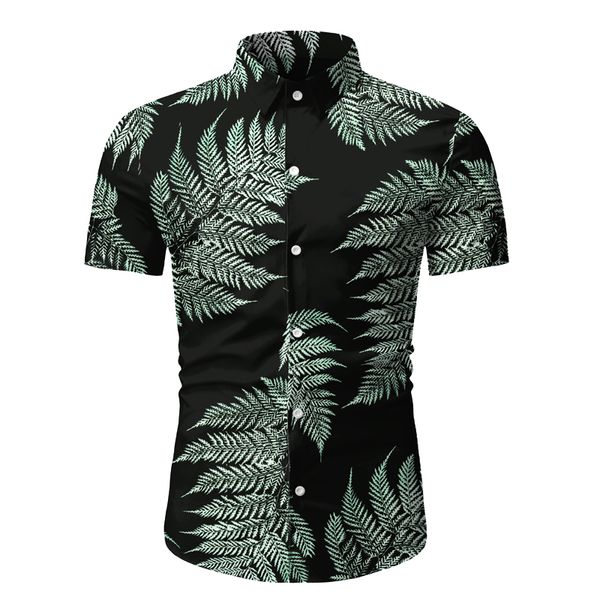 

men casual beach hawaiian shirt 2020 fashion palm tree print tropical aloha shirts mens party vacation short sleeve shirt camisa, White;black