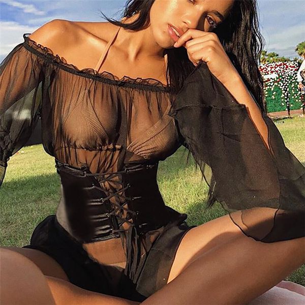 womens dresses womens clothes 2019 waist slim mesh women dress lacework ruffles flare sleeve dress night club off shoulder vestido, Black;gray
womens dresses womens clothes 2019 waist slim mesh women dress lacework ruffles flare sleeve dress night club off shoulder vestido, Black;gray
