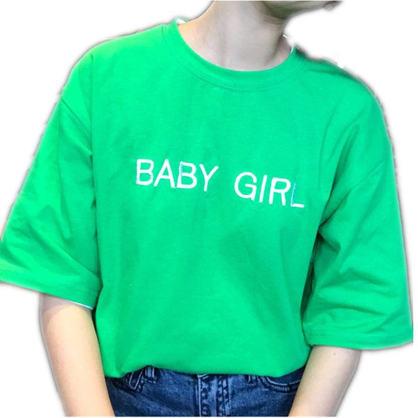 new korean cute letters embroidery short sleeve t-shirt women casual loose summer tee shirt female size, White
new korean cute letters embroidery short sleeve t-shirt women casual loose summer tee shirt female size, White