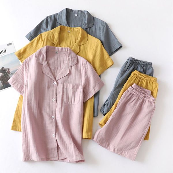 women 2pcs pajamas set short sleeve lapel shorts solid color loose sleepwear, Black;red
women 2pcs pajamas set short sleeve lapel shorts solid color loose sleepwear, Black;red