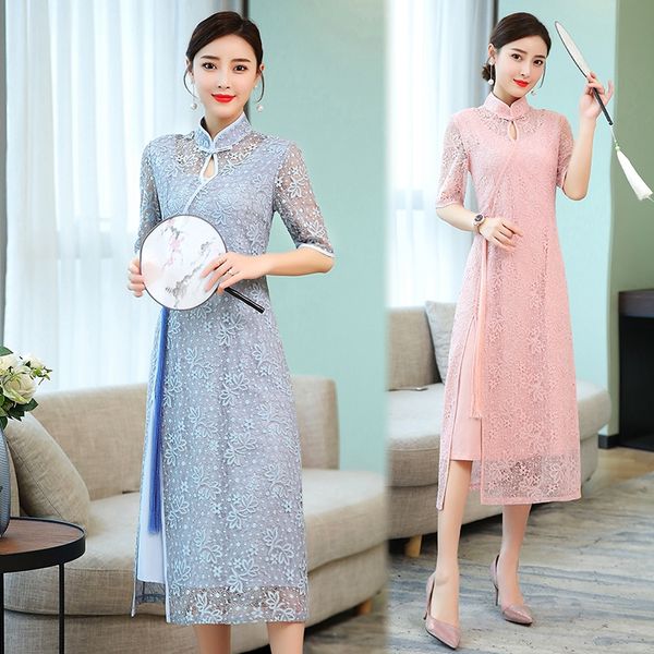 2019 chinese dress women qipao cheongsam half sleeve lace vintage qipao dresses female elegant evening party oriental dress, Red
2019 chinese dress women qipao cheongsam half sleeve lace vintage qipao dresses female elegant evening party oriental dress, Red