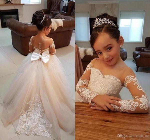 2019 illusion long sleeves lace flower girls dresses tulle applique a line bow sash girls dresses formal runaway wears ba7399, White;blue
2019 illusion long sleeves lace flower girls dresses tulle applique a line bow sash girls dresses formal runaway wears ba7399, White;blue