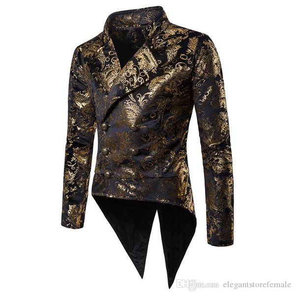 gold flora printed mens blazer designer formal mens suits jacket luxury vintage western style tails costumes, White;black
gold flora printed mens blazer designer formal mens suits jacket luxury vintage western style tails costumes, White;black