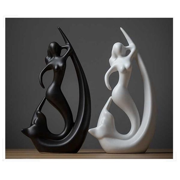 nordic indoor ceramic desk decoration modern living room black white mermaid decoration abstract art crafts home office furnishing articles
nordic indoor ceramic desk decoration modern living room black white mermaid decoration abstract art crafts home office furnishing articles