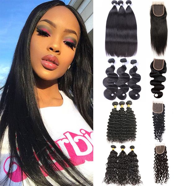 brazilian virgin hair 3 bundles with 4x4 lace closure straight deep wave water wave body human hair extensions wefts closures 10-30", Black;brown
brazilian virgin hair 3 bundles with 4x4 lace closure straight deep wave water wave body human hair extensions wefts closures 10-30", Black;brown