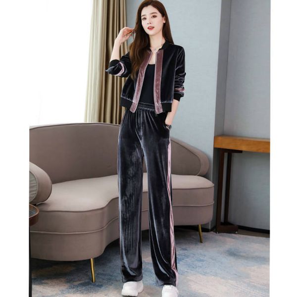 2 piece set spring womens pleuche outfits jacket wide leg pants causal suit, White
2 piece set spring womens pleuche outfits jacket wide leg pants causal suit, White