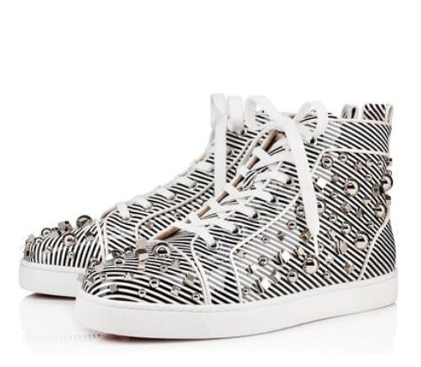 perfect designer walking sports shoes mix studs stripes patent leather high red bottom sneakers casual walking eu35-46, Black
perfect designer walking sports shoes mix studs stripes patent leather high red bottom sneakers casual walking eu35-46, Black