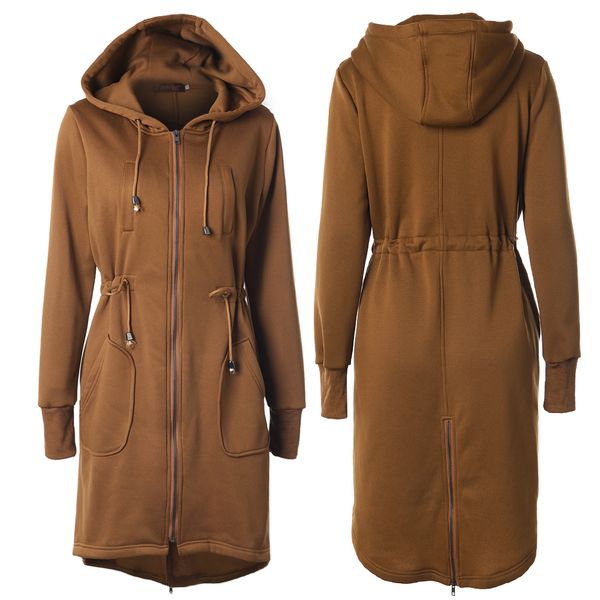 winter women long sleeve hooded sweatshirt long coat drawstring waist warm thicken zipper outerwear hoodies jacket female coats, Black
winter women long sleeve hooded sweatshirt long coat drawstring waist warm thicken zipper outerwear hoodies jacket female coats, Black