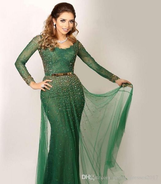 saudi arabic green evening dresses bateau lace crystal beaded sheer long sleeves prom gowns mermaid evening gowns, Black;red
saudi arabic green evening dresses bateau lace crystal beaded sheer long sleeves prom gowns mermaid evening gowns, Black;red