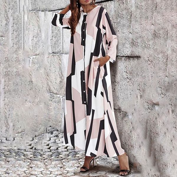 2019 autumn plus size 3xl women long dress oversize o-neck printed single-breasted button striped beach dresses fashion female, Black;gray
2019 autumn plus size 3xl women long dress oversize o-neck printed single-breasted button striped beach dresses fashion female, Black;gray