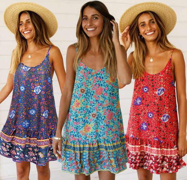 women floral printed dress sling bohemian s- xl 8 colors sleeveless backless casual summer fashion clothes, Black;gray
women floral printed dress sling bohemian s- xl 8 colors sleeveless backless casual summer fashion clothes, Black;gray