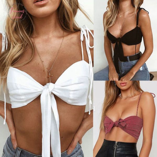 2020 crop top новый женский летний фронт bow tie crop top рукавов погружение вниз v шеи топы жилет верхней части бака, White
2020 crop top новый женский летний фронт bow tie crop top рукавов погружение вниз v шеи топы жилет верхней части бака, White