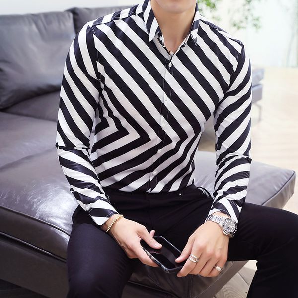 loldeal men's casual business vertical striped button down long sleeve dress shirts, White;black
loldeal men's casual business vertical striped button down long sleeve dress shirts, White;black