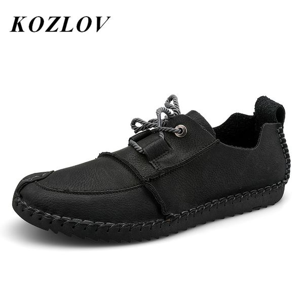 italian men original shoes casual leather moccasins men driving shoes handmade loafers designer lace up, Black