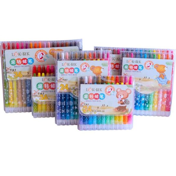 18/24/36 Color Painting Crayon Pencil Children Drawing Graffiti Party Art School Supplies Non-toxic Rotating Crayon Pencil Set