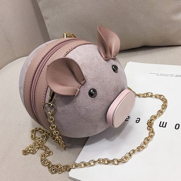 cute small bag women 2020 new korean portable suede shoulder slung small round bag chain pig
cute small bag women 2020 new korean portable suede shoulder slung small round bag chain pig