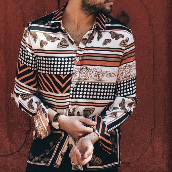 men's shirt summer casual long sleeve polka dot striped print casual lady vintage fashion chemise homme men shirts, White;black
men's shirt summer casual long sleeve polka dot striped print casual lady vintage fashion chemise homme men shirts, White;black