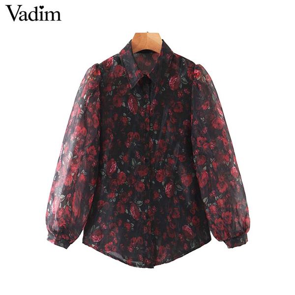 vadim women sweet floral pattern organza blouse lantern sleeve turn down collar shirt female vintage casual blusas lb551, White
vadim women sweet floral pattern organza blouse lantern sleeve turn down collar shirt female vintage casual blusas lb551, White