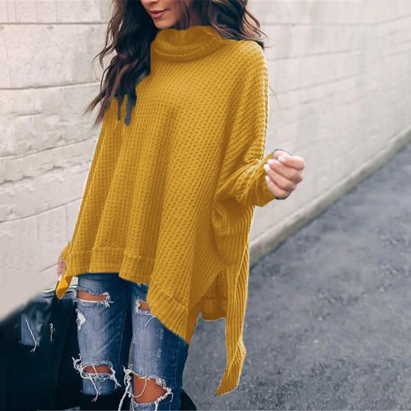 women jumper fashion solid color loose knitwear high collar long sleeve irregular warm casual autumn winter sweater, White;black
women jumper fashion solid color loose knitwear high collar long sleeve irregular warm casual autumn winter sweater, White;black