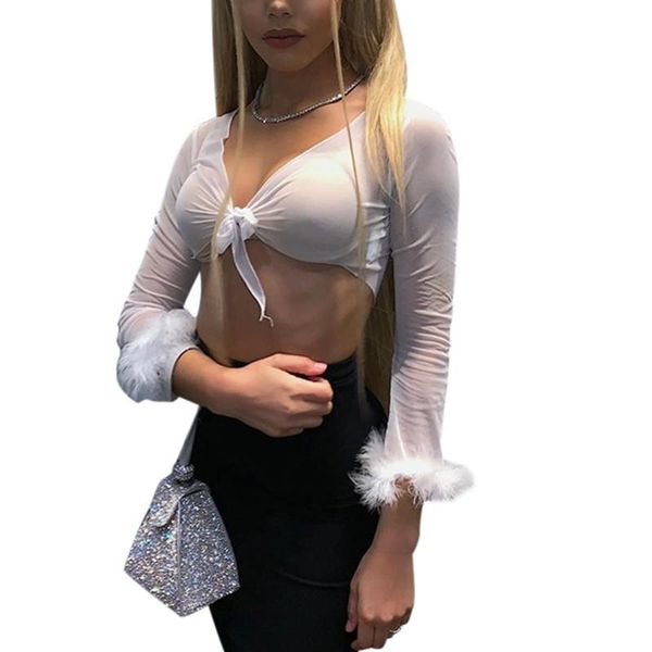2020 new women sheer mesh long sleeve furry sleeve deep v plunge open front tie up crop shrugs shirts, Black;blue
2020 new women sheer mesh long sleeve furry sleeve deep v plunge open front tie up crop shrugs shirts, Black;blue