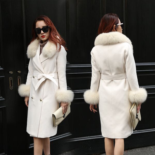 fashion women woolen coat 2019 winter slim solid pocket double-breasted big fur collar thick warm woolen coat female outwear, Black
fashion women woolen coat 2019 winter slim solid pocket double-breasted big fur collar thick warm woolen coat female outwear, Black