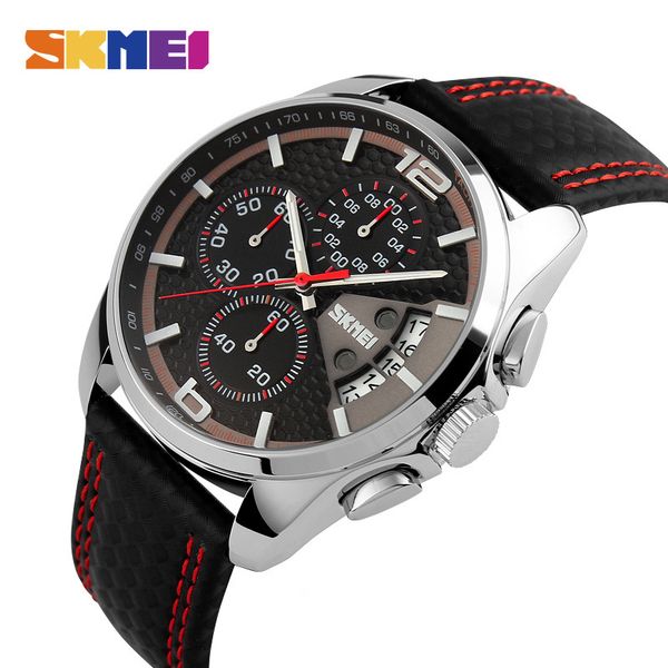 skmei new fashion men watches analog quartz wristwatches 30m waterproof chronograph date leather band relogio masculino 9106, Slivery;brown
skmei new fashion men watches analog quartz wristwatches 30m waterproof chronograph date leather band relogio masculino 9106, Slivery;brown