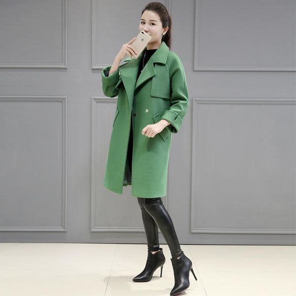 office lady single buttoon women long winter wool blend coat turn-down collar wool coat and jacket slim outerwear, Black
office lady single buttoon women long winter wool blend coat turn-down collar wool coat and jacket slim outerwear, Black