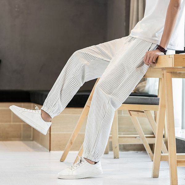 men's pants elastic waist plus size striped japanese streetwear cuffed linen ankle length fashion casual xxxxxl, Black
men's pants elastic waist plus size striped japanese streetwear cuffed linen ankle length fashion casual xxxxxl, Black