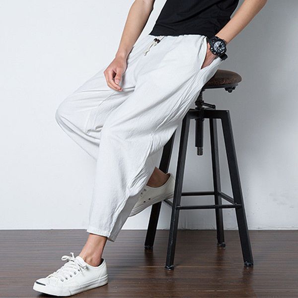 2018 new style fashion men's linen loose slacks pants beach drawstring casual long solid pants trousers, Black
2018 new style fashion men's linen loose slacks pants beach drawstring casual long solid pants trousers, Black