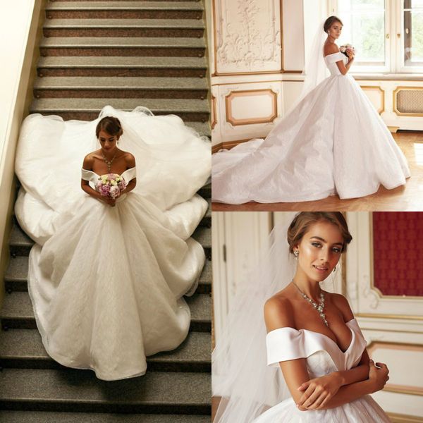 2019 a line luxury wedding dresses lace glitter off the shoulder sweep train country wedding dress plus size bridal gowns, White
2019 a line luxury wedding dresses lace glitter off the shoulder sweep train country wedding dress plus size bridal gowns, White